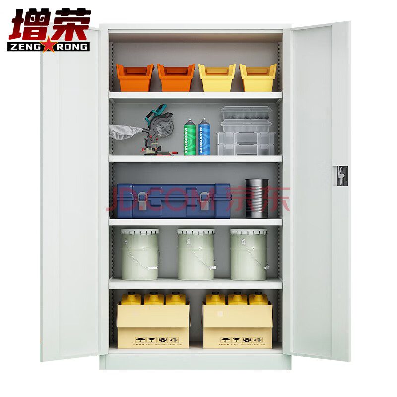 增荣工具柜车间重型储物柜带挂板铁皮柜加厚工厂收纳柜 灰白内四板