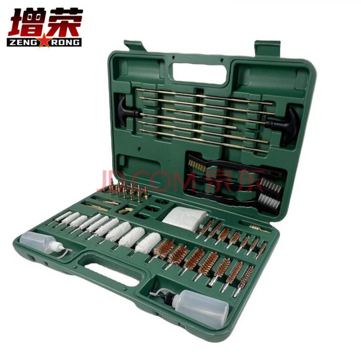 增荣便携式擦枪工具套装 擦枪工具铜条棉刷毛刷擦布维护包绿色通用